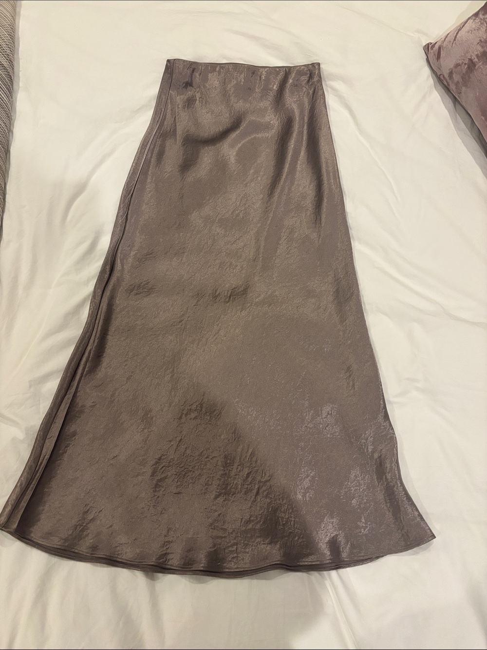 Aritzia Satin Maxi Skirt in Taupe Brown